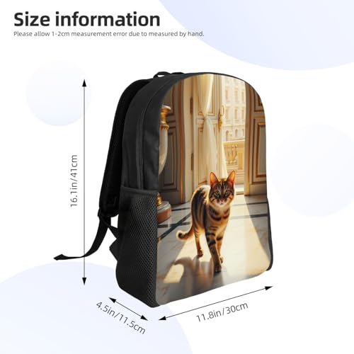 Comfort Fit Unisex Tabby Cat Walking Tiled Floor Room Backpack Durable Daily Commute Travel Adventures 16 Inch4