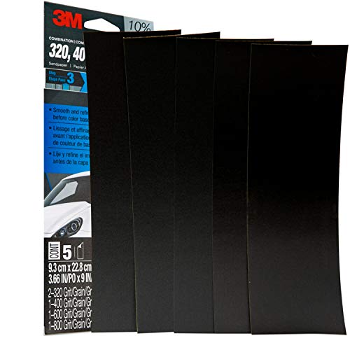Image of 3M Wetordry Sandpaper, 03024, Assorted Grits, 3 2 /3 in x 9 in, 5 Sheets Per Pack