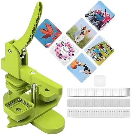 DIY Square Magnet Button Maker, 50mm Magnetic Badge Machine for Crafts, Blue Pin Badges, Customizable Fridge Magnets, Easy-to-Use Button Maker Tool