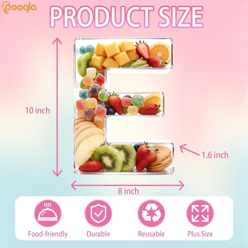 Image of Pooqla 10 inch Acrylic Letter Charcuterie Tray Birthday Party Fillable Box E