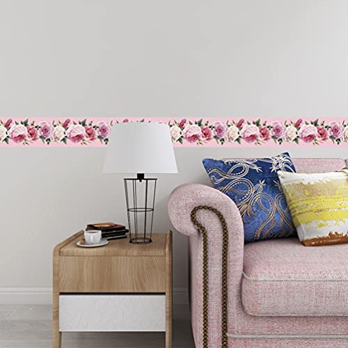 Healifty Wallpaper Border Peel Stick Floral Pattern Home Ceiling Decorative Border Wall Tile Borders For Bedroom Bathroom Kitchen Counter Top 15X300Cm #TOP4