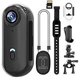 Vauvinmaic 4K WIFI POV Camera 64GB, Thumb Size Mini Bodycam, Waterproof Magenetic Wearable Hand-free Portable Sports Action Cameras, Snapcam Mount Anywhere for Cycling, Skiing, Swimming, Walking,Black