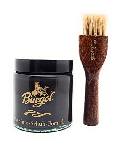 Burgol Premium Schuh Pomade 100ml mit langer Tiegelbürste Schwarz
