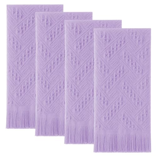 HunnmingRe 4 Pack Boho Hand Towel for Bathroom Kitchen, Light Purple