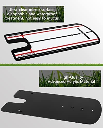 Thiodoon Golf Putting Alignment Mirror With Golf Putter Line Putting Mirror Training Aid For Golf Putting Practice For Beginners Golf Putting Mirror Size 12 X 6 Inches #TOP3