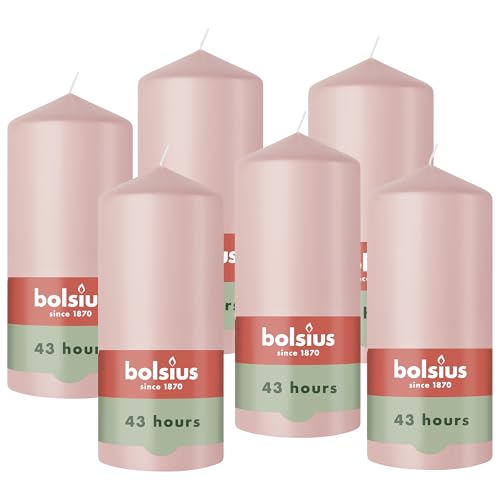 Bolsius – Essentials – glatte Stumpenkerze – Aschrosa – 13 cm...