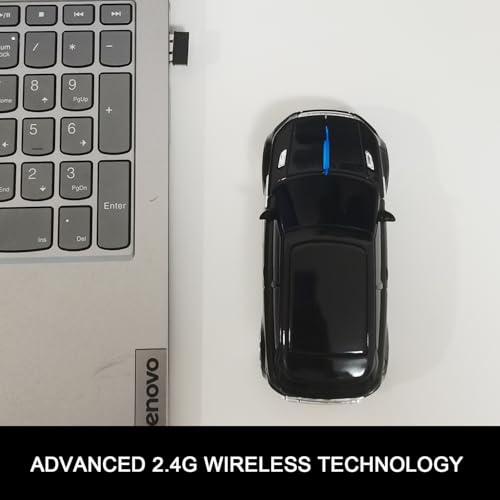 WUQIDA Wireless Car Mouse, Cool SUV Car Shaped Mice, 1600 DPI, 3D, 2.4Ghz, USB Receiver, Headlights with LED Blue Light, for Computer Laptop (L-Black) by WUQIDA - Image 4