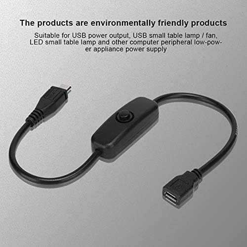 ASHATA Micro USB Cable,Micro USB Female to Male Extension Cable with 501 Button Switch for Raspberry Pi, Micro USB Cable with 501 Button Switch Micro USB 5P Male And Female Extension Power Cord
