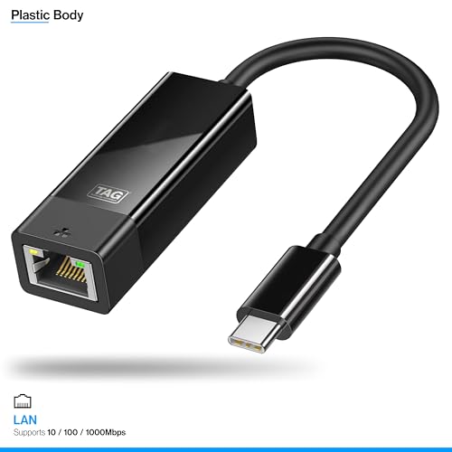Image of TAG USB Type C to Giga LAN Economy | RJ45 Gigabit Ethernet Wired Network Adapter | 1000 Mbps | Compact and Lightweight | Plug and Play | ABS Plastic | Supports PC, MacBook Pro Air, Laptops, Tablets