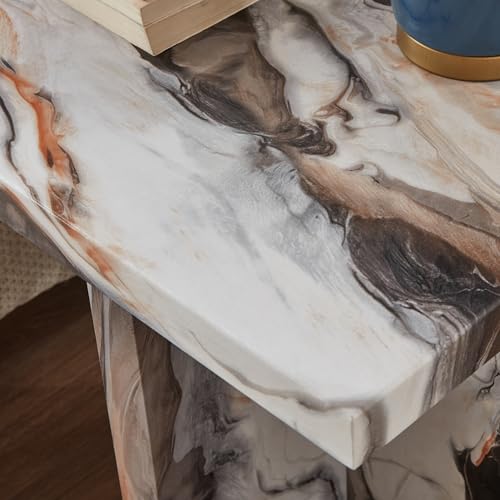 Roundhill Furniture Cavira Modern Faux Marble Living Room Side Table, Off-White by Roundhill Furniture - Used condition - Image 4