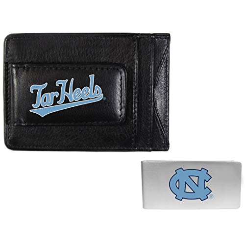 Siskiyou Sports NCAA North Carolina Tar Heels Unisex Leather Cash & Cardholder & Money Clip, Black, One Size
