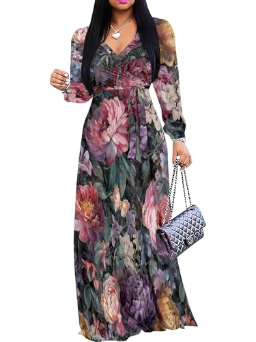 Plus Size Maxi Dresses for Women Wrap Dress Floral Boho
