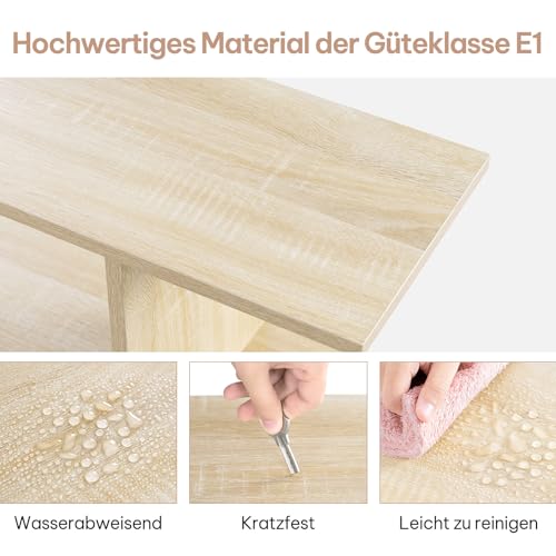 eSituro Beistelltisch S-Form, Couchtisch mit 4 Fächern, Nachttisch Wohnzimmertisch Kaffeetisch Telefontisch, kleiner Tisch für Couch Sofa Bett, 60x60x24 cm, helle Eiche – Bild 7