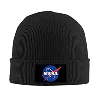 YUELEKANG MEIKEY Unisex NASA Logo Beanie Winter Hat Unisex Warm Cap Black