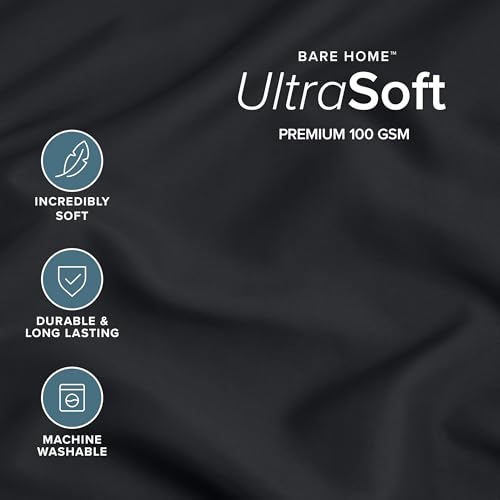 Image of Bare Home Premium 1800 Ultra-Soft Microfiber Pillowcase Set - Double Brushed - Hypoallergenic - Wrinkle Resistant (Standard Pillowcase Set of 2, Black)