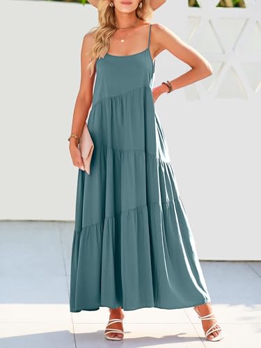 Image of ANRABESS Women Summer Casual Loose Sleeveless Sundress Spaghetti Strap Flowy Boho Linen Beach Vacation Maxi Long Dress