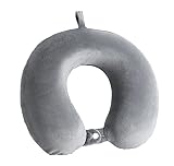 Coussin de voyage 100 % mousse à mémoire de forme pure, coussin de nuque en forme de U, super léger, appuie-tête portable, idéal pour chaise d'avion, voiture, maison, bureau, coussin de couchage, gris