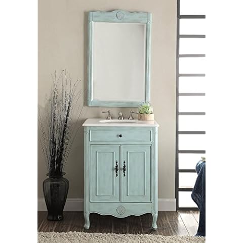 Benton Collection 26'' Cottage Style Bathroom Vanity (Vanity with Mir/BS Set, Light Blue) Cover