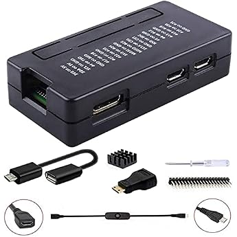 GeeekPi Raspberry Pi Zero 2W Case/Zero W Case, 7 in 1 Basic Starter Kit with Raspberry Pi Zero Heatsink, 20Pin GPIO Header, O
