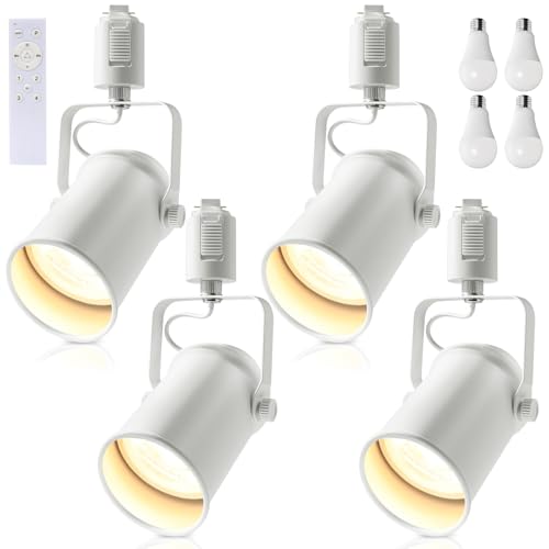 Aiwode レールライト ダクトレール用スポットライト E26口金 角度調節可能 調光調色 リモコン対応 ロック機構により脱落を防止 簡単なインストール 高級 和風 目に優しい 節電 省スペース設計 寝室 高級レストラン 書斎 廊下 植物の照明に適しています 白 4個入り