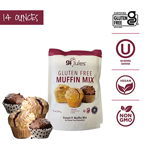 Gfjules Certified Gluten Free Muffin Baking Mix | Non-Gmo, Vegan, Kosher & Top 9 Allergen Free | Cup For Cup Baking Alternative To Regular Muffin Mixes & Makes 15 Muffins | 14 Ounces #TOP2