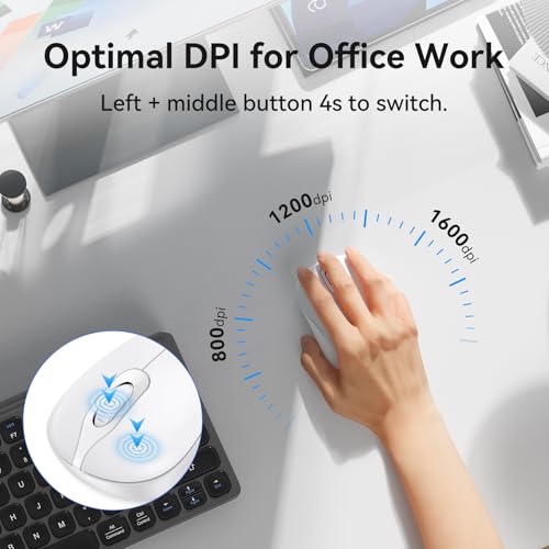 Image of TECKNET 2.4GHz White Wireless Mouse,Suitable for Small to Medium Hands | Laptop Mouse 3 Adjustable DPI Office Cordless USB Mice with Receiver,Compact & Easy to Carry Quiet Clicking