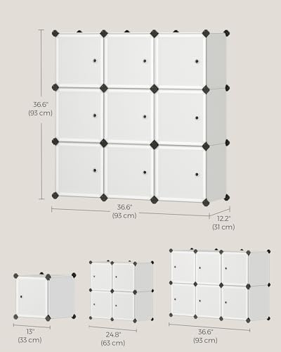 image for SONGMICS Cube Storage Organizer, Set of 9 Plastic Cubes, Closet Storag