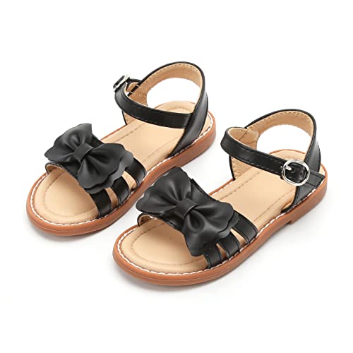 Flaryzone Toddler/Little Girls' Ankle Strap Flat Dress Sandals (Black, Toddler-Size 10) #TOP1