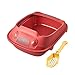 Gralara Semi Enclosed Cat Litter Box, High Sides with Scooper Cat Sand Box Portable Cat Sand Basin Deep Toilet Kitten Toilet for All Kinds of Cat Litter, Red 30x41x16cm