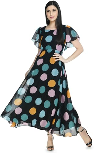 Image of Polka Printed Georgette Dress for Women