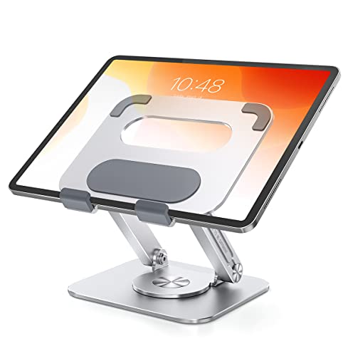 Aoevi Tablet Stand With 360 Rotating Base, Adjustable Tablet Holder For Desk, Foldable Ipad Stand Compatible With Tablet Such As Ipad Pro 12.9, 10.5, 9.7 Air Mini 4 3 2, Silver #TOP2