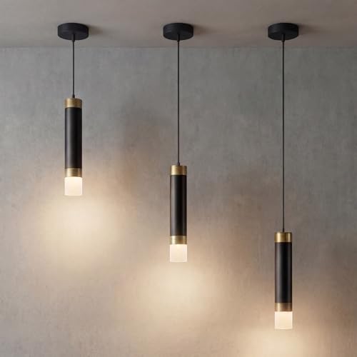 Catálogo para Comprar On-line Lamparas colgantes modernas Top 5. 45 3PCS Lamparas Colgantes de Techo Negro y Dorada, Lampara de Techo Colgante Aluminio Moderna, Lámpara de Tubo Largo Pequeña, Iluminación Luz Industrial para Sala, Mesa, Comedor...