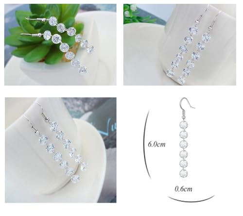 Crystalline Azuria Bruiloft Set Witte Zirkonia Kristallen Strand Ketting Bengelen Oorbellen Armband 18 kt Witgoud Verguld - Afbeelding 4