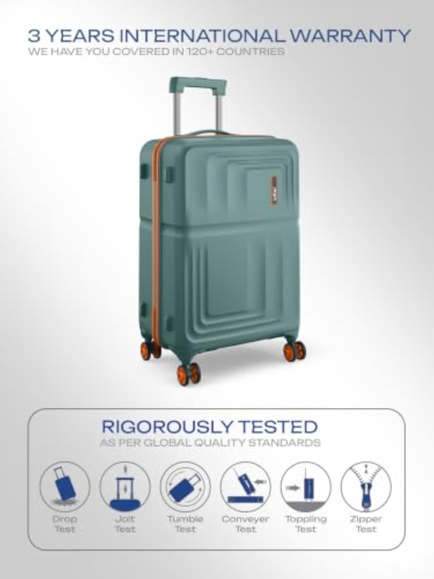 Roma Hard Luggage Trolley Bag with 8 Wheels, Large Size