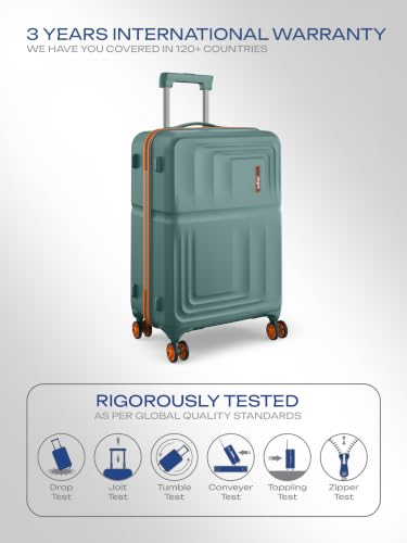 Image of Safari Roma Hard Luggage Trolley Bag with 8 Wheels Large Size Check-in Suitcase - Sage Green