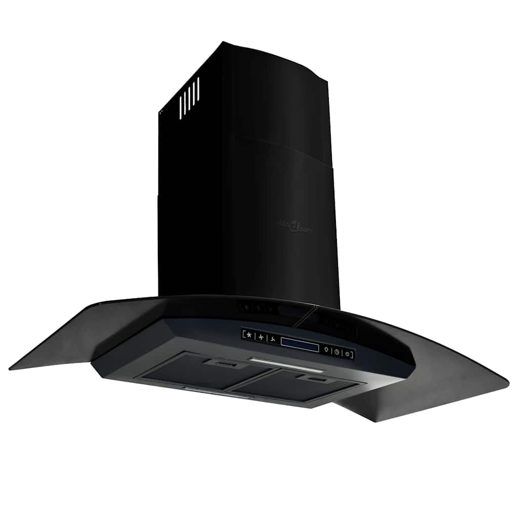 vidaXL Campana extractora pared 90 cm acero inoxidable 756 m³/h negro