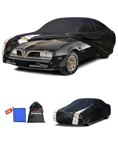 Image of Multi-Layer Car Cover Custom Fit for Pontiac Firebird(1992-2002), 100% Waterproof All Weather for Automobiles, Gift with Towel, Heavy Duty Car Covers for Rain Sun UV Protection with Door Zipper