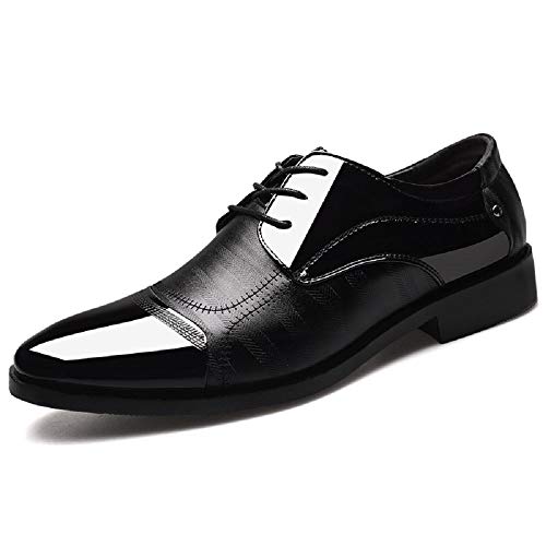 Zapatos Hombre Vestir, Charol Cuero Oxford Cordones Derby Boda Negocios Calzado Traje Elegante Casual Moderno Cómodo Negro 43