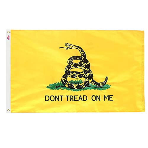 Winbee Embroidered Gadsden Don't Tread On Me Flag 3X5 Ft - Long Lasting 300D Nylon, Sewn Stripes, Brass Grommets. Vivid Colors And Uv Protected. Best American Gadsden Flag Outdoor/Indoor Display #TOP9