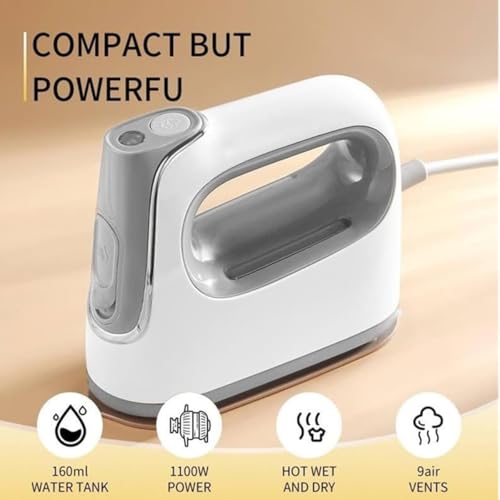 Image of Portable Handheld Garment Steamer | 1000W Foldable Mini Travel Steam Iron | 160ml | Iron Rest Pads | Heat Resistant | Anti-Slip Mat | Protective Waterproof Insulation Mat | Assorted