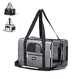 Peixty Pet Carrier for Cats,Small Dogs Under 15 Lbs(17x11x11 Inches),Delta/American/United Airline Approved Carriers, Cats Soft-Sided Carriers,Pet Travel Carrier Bag with Two Storage Pockets-Grey