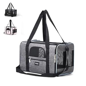 Pet Carrier for Cats,Small Dogs Under 15 Lbs(17x11x11 Inches),Delta/American/United Airline Approved Carriers, Cats Soft-Sided Carriers,Pet Travel Carrier Bag with Two Storage Pockets-Grey