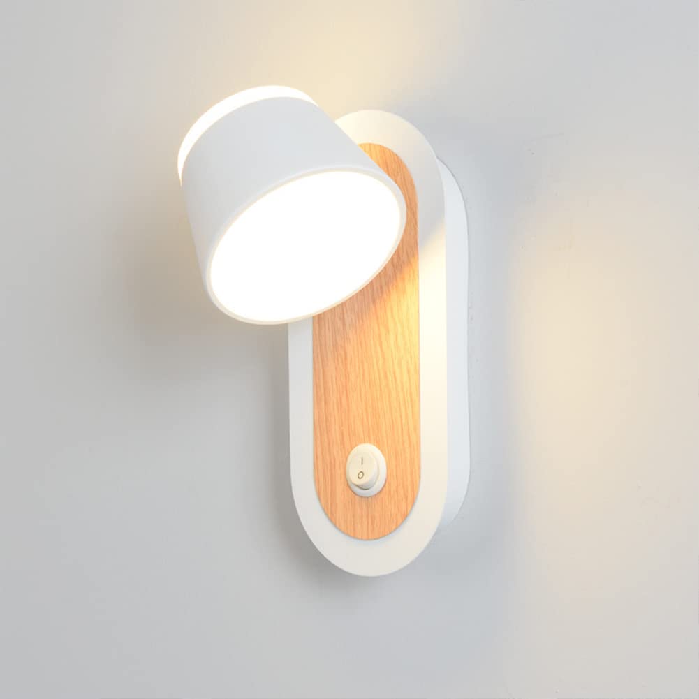 SXECAEPS Wall Lamps Sconces Light Indoor Led 7w 3000k Warm White Modern 340 Rotatable Aluminum Decorative Sconce Lamp for Living Room Bedroom Hallway(B)