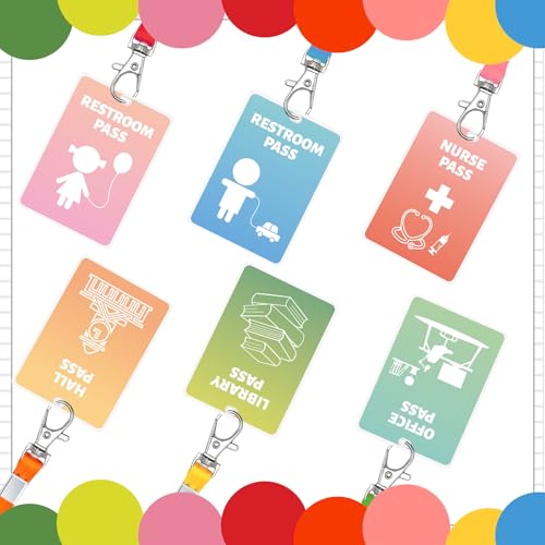 6 conjuntos de cordões de passagem de corredor inquebráveis passes escolares coloful acrílico bonito