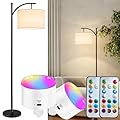 Battery Operated Cordless Lamp with Remote Control - Dimmable Modern Tall Standing Lamp with Linen Shade - 3 Color Temperatures LED Bulb Included