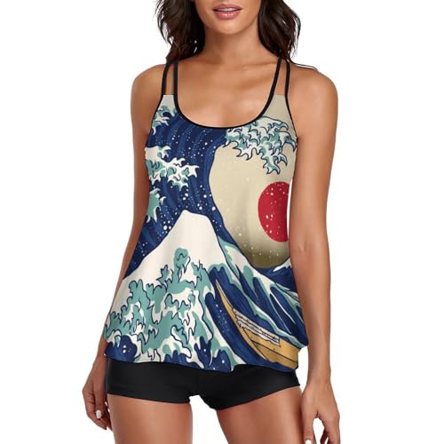 Maillot de bain tankini femme bikini avec short de garçon et robe de plage deux pièces