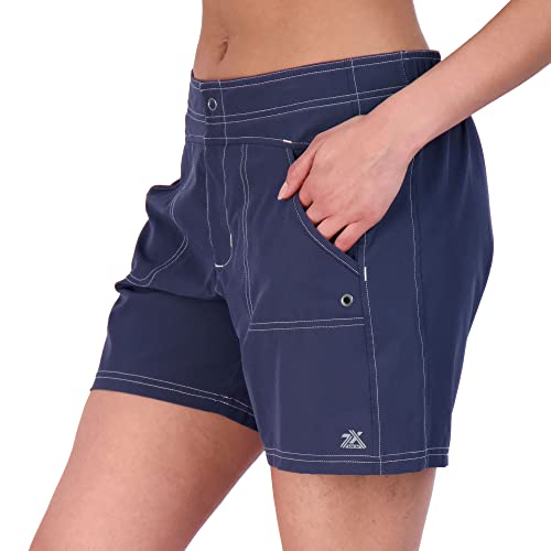 Zeroxposur Womens Swim Shorts 6 Inch Inseam - Hybrid Board Shorts For Women - High Waisted Swim Shorts With Brief Liner (Storm, Xx-Large) #TOP1