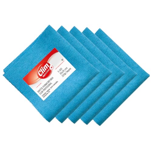 Clim Profesional 5 Bayetas Pur Microfibra con Recubrimiento PU. Textura Flexible. Especial Cristales, Espejos, Acero Inoxidable, Grifería. Tamaño 35x35 cm y 320gr. Pack 5 uds