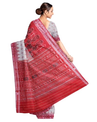 Image of Ikat Women Cotton Saree, Handmade Pure Cotton Khandua Saree, Ikkat Orissa Traditional Handloom Saree Without Blouse 45