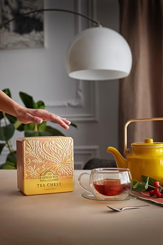 Ahmad Tea - Tea Chest - Geschenkdose mit Schwarz- und Grüntees - Earl Grey, English Tea No 1, English Breakfast, Grüner Tee - Einzeln verpackt und aromaversiegelt - 40 Teebeutel